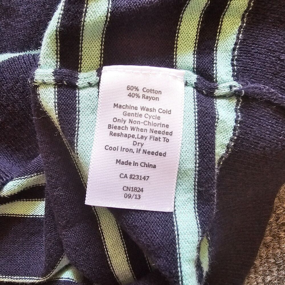 Talbots Sweater Top Large Blue Striped Long Sleeve Round Neck Knit Casual Career - Picture 7 of 9